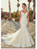 Beaded Ivory Lace Organza Wedding Dress
